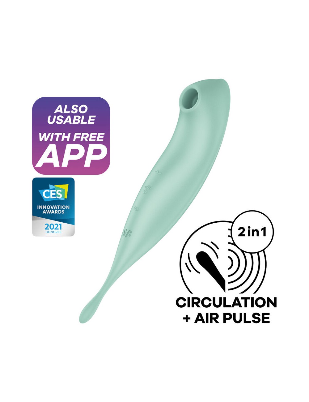 SATISFYER TWIRLING PRO+ STIMOLATORE DI IMPULSI D''ARIA E VIBRATORE APP - VERDE