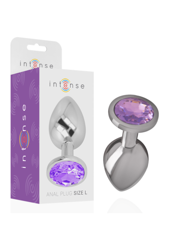 INTENSE - PLUG ANALE IN METALLO ALLUMINIO CON VETRO VIOLA TAGLIA S
