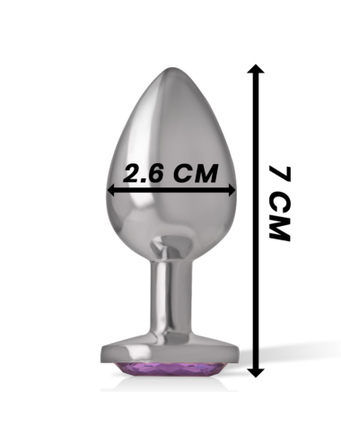 INTENSE - PLUG ANALE IN METALLO ALLUMINIO CON VETRO VIOLA TAGLIA S