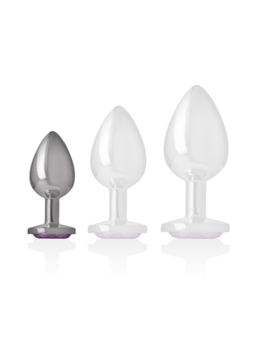 INTENSE - PLUG ANALE IN METALLO ALLUMINIO CON VETRO VIOLA TAGLIA S