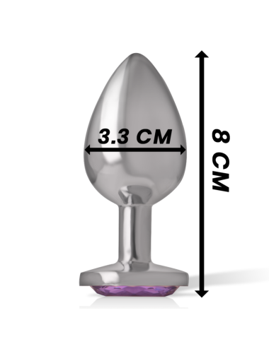 INTENSE - PLUG ANALE IN METALLO ALLUMINIO CON VETRO VIOLA TAGLIA M