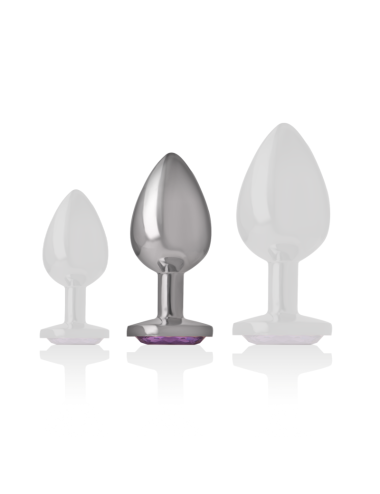 INTENSE - PLUG ANALE IN METALLO ALLUMINIO CON VETRO VIOLA TAGLIA M