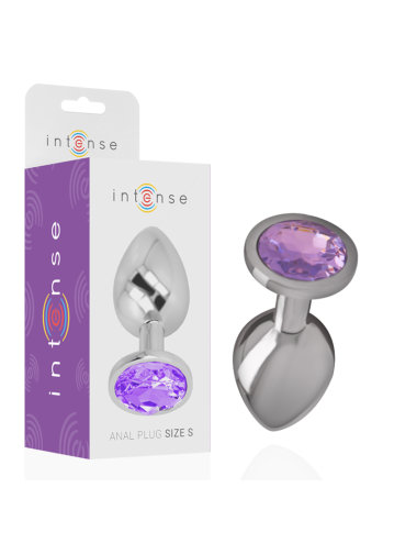 INTENSE - PLUG ANALE IN METALLO ALLUMINIO CON VETRO VIOLA TAGLIA L