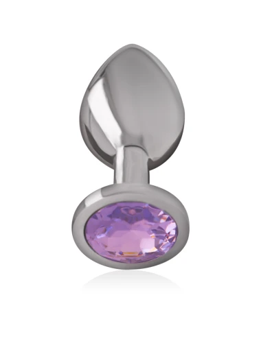 INTENSE - PLUG ANALE IN METALLO ALLUMINIO CON VETRO VIOLA TAGLIA L