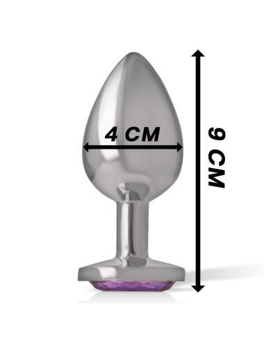 INTENSE - PLUG ANALE IN METALLO ALLUMINIO CON VETRO VIOLA TAGLIA L