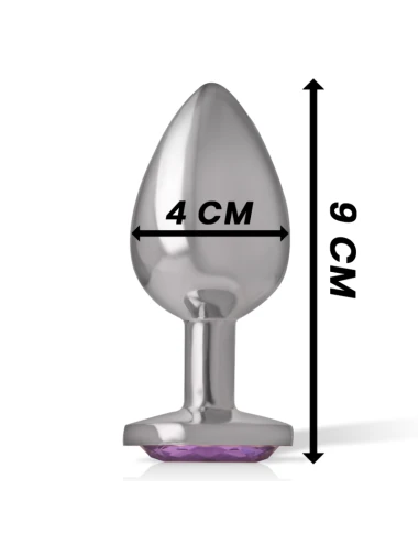INTENSE - PLUG ANALE IN METALLO ALLUMINIO CON VETRO VIOLA TAGLIA L