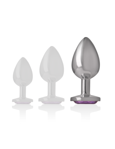 INTENSE - PLUG ANALE IN METALLO ALLUMINIO CON VETRO VIOLA TAGLIA L