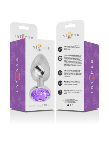 INTENSE - PLUG ANALE IN METALLO ALLUMINIO CON VETRO VIOLA TAGLIA L