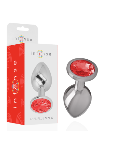 INTENSE - PLUG ANALE IN METALLO ALLUMINIO CON VETRO ROSSO TAGLIA S