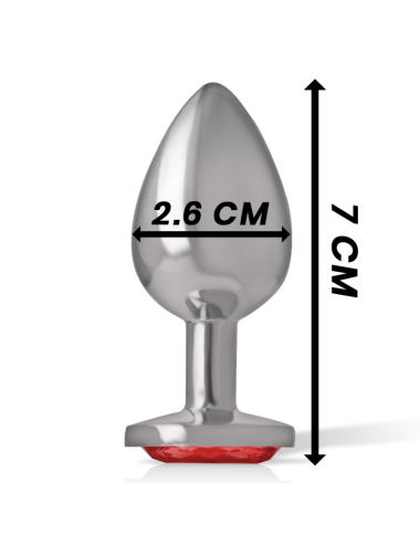 INTENSE - PLUG ANALE IN METALLO ALLUMINIO CON VETRO ROSSO TAGLIA S