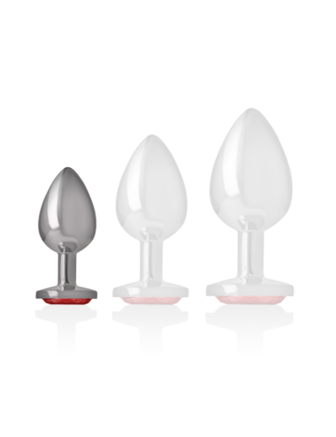 INTENSE - PLUG ANALE IN METALLO ALLUMINIO CON VETRO ROSSO TAGLIA S