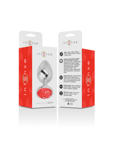 INTENSE - PLUG ANALE IN METALLO ALLUMINIO CON VETRO ROSSO TAGLIA S