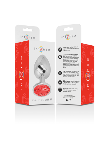 INTENSE - PLUG ANALE IN METALLO CON VETRO ROSSO TAGLIA M