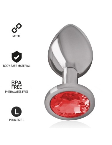 INTENSE - PLUG ANALE IN METALLO ALLUMINIO CON VETRO ROSSO TAGLIA L