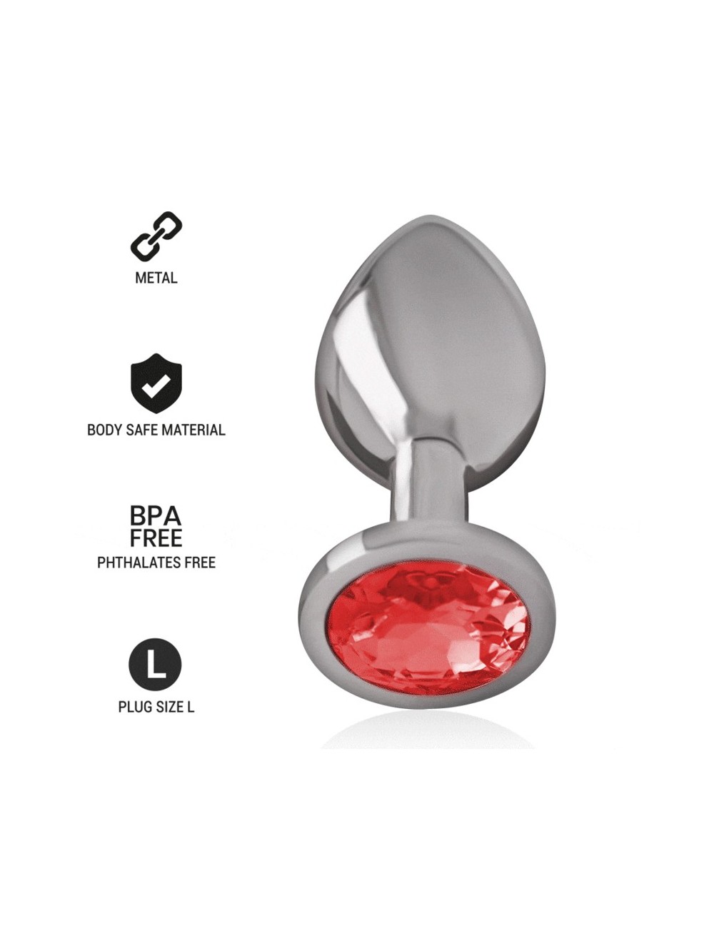 INTENSE - PLUG ANALE IN METALLO ALLUMINIO CON VETRO ROSSO TAGLIA L INTENSE - PLUG ANALE IN METALLO ALLUMINIO CON VETRO ROSSO TAGLIA L