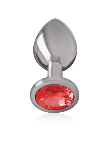 INTENSE - PLUG ANALE IN METALLO ALLUMINIO CON VETRO ROSSO TAGLIA L