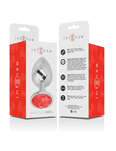 INTENSE - PLUG ANALE IN METALLO ALLUMINIO CON VETRO ROSSO TAGLIA L