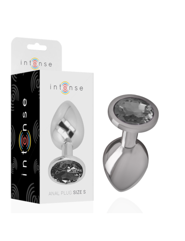 INTENSE - PLUG ANALE IN METALLO ALLUMINIO CON VETRO NERO TAGLIA S