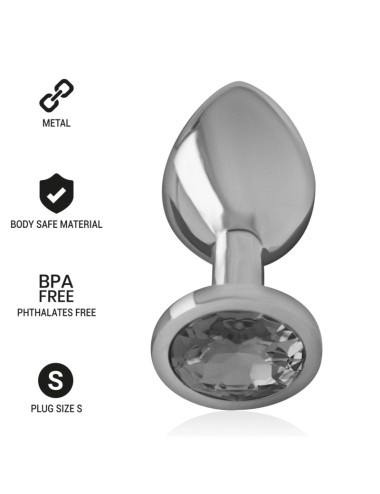 INTENSE - PLUG ANALE IN METALLO ALLUMINIO CON VETRO NERO TAGLIA S