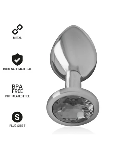INTENSE - PLUG ANALE IN METALLO ALLUMINIO CON VETRO NERO TAGLIA S