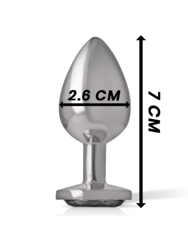 INTENSE - PLUG ANALE IN METALLO ALLUMINIO CON VETRO NERO TAGLIA S