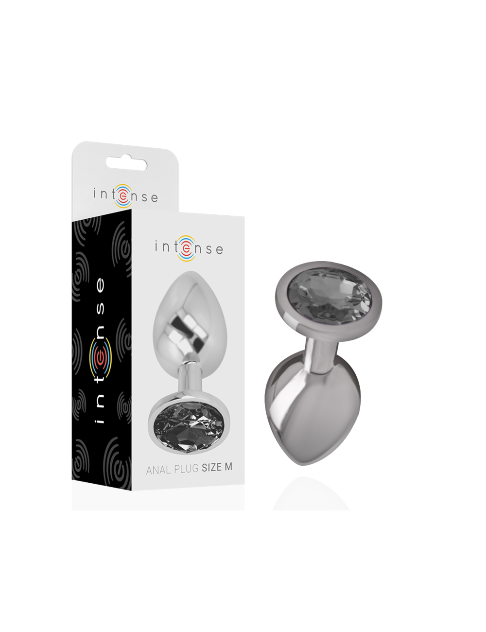 INTENSE - PLUG ANALE IN METALLO ALLUMINIO CON VETRO NERO TAGLIA M INTENSE - PLUG ANALE IN METALLO ALLUMINIO CON VETRO NERO TAGLIA M