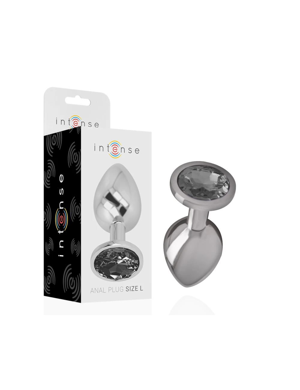 INTENSE - PLUG ANALE IN METALLO ALLUMINIO CON VETRO NERO TAGLIA L INTENSE - PLUG ANALE IN METALLO ALLUMINIO CON VETRO NERO TAGLIA L