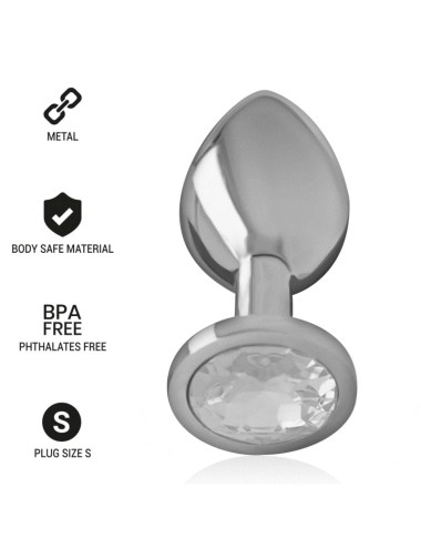 INTENSE - PLUG ANALE IN METALLO ALLUMINIO CON VETRO ARGENTO TAGLIA S