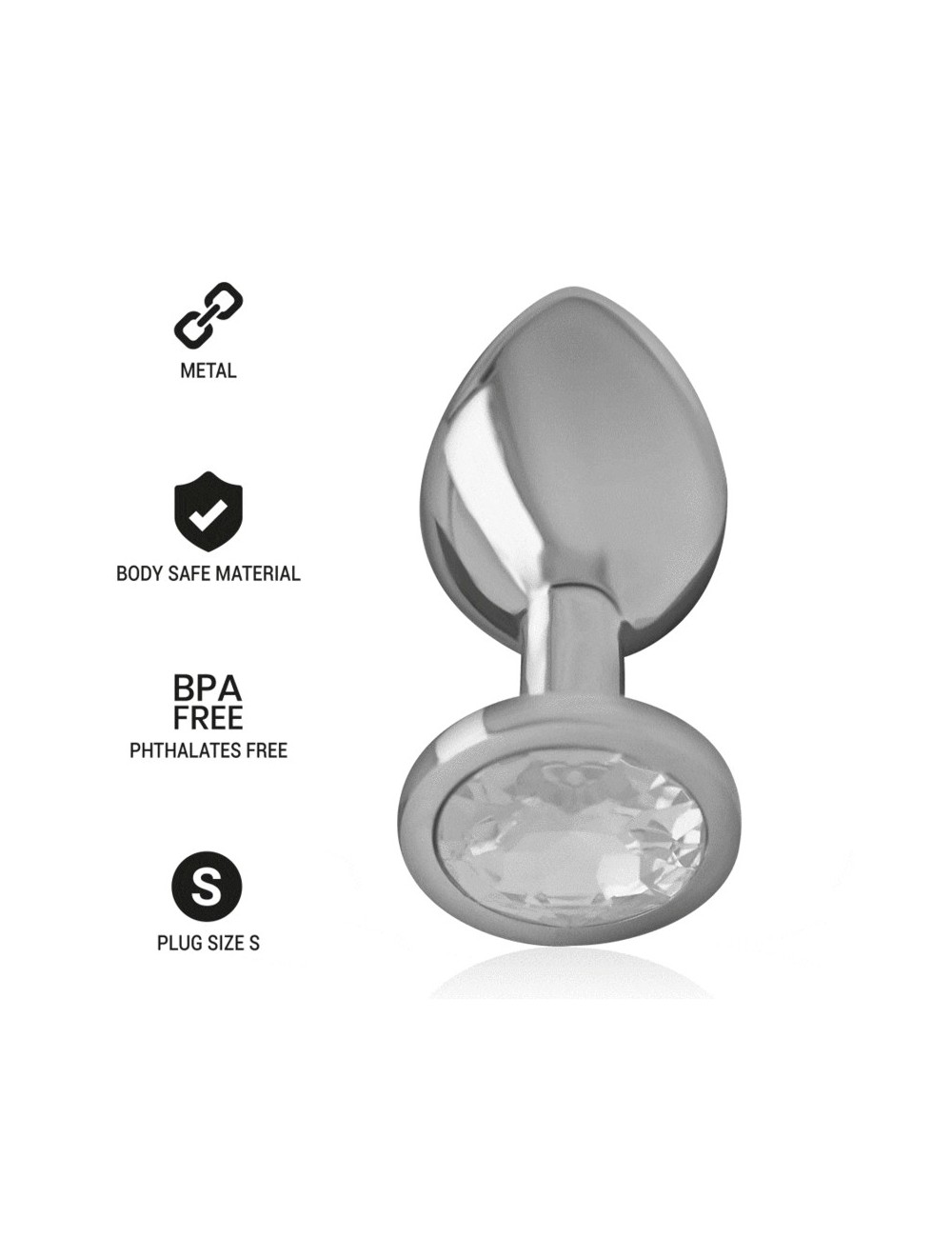 INTENSE - PLUG ANALE IN METALLO ALLUMINIO CON VETRO ARGENTO TAGLIA S