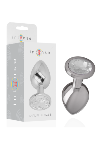 INTENSE - PLUG ANALE IN METALLO ALLUMINIO CON VETRO ARGENTO TAGLIA S