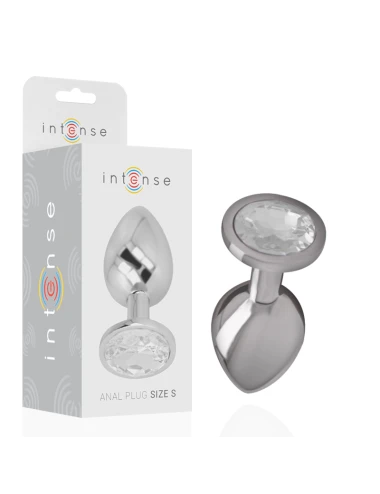 INTENSE - PLUG ANALE IN METALLO ALLUMINIO CON VETRO ARGENTO TAGLIA S