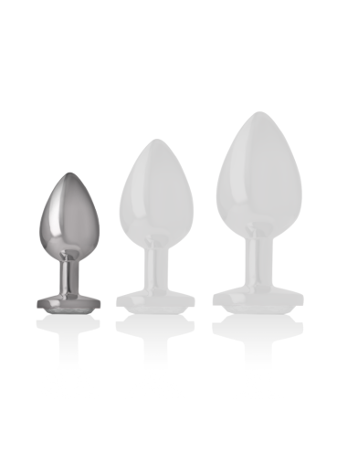 INTENSE - PLUG ANALE IN METALLO ALLUMINIO CON VETRO ARGENTO TAGLIA S