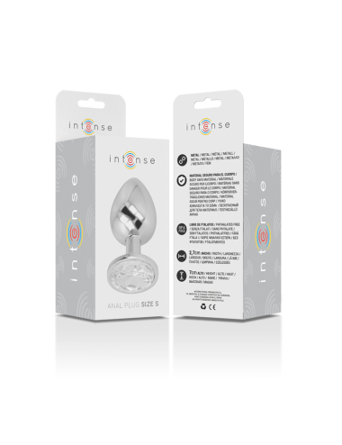 INTENSE - PLUG ANALE IN METALLO ALLUMINIO CON VETRO ARGENTO TAGLIA S