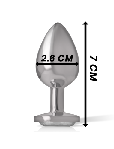 INTENSE - PLUG ANALE IN METALLO ALLUMINIO CON VETRO ARGENTO TAGLIA S