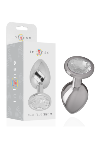 INTENSE - PLUG ANALE IN METALLO ALLUMINIO CON VETRO ARGENTO TAGLIA M