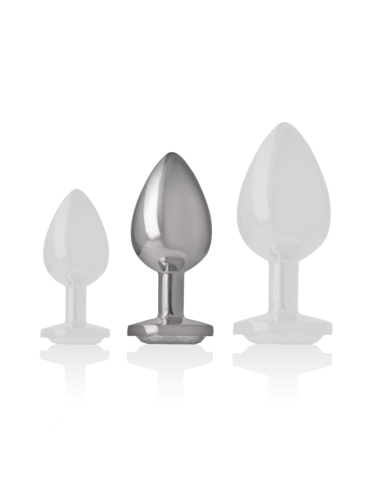 INTENSE - PLUG ANALE IN METALLO ALLUMINIO CON VETRO ARGENTO TAGLIA M