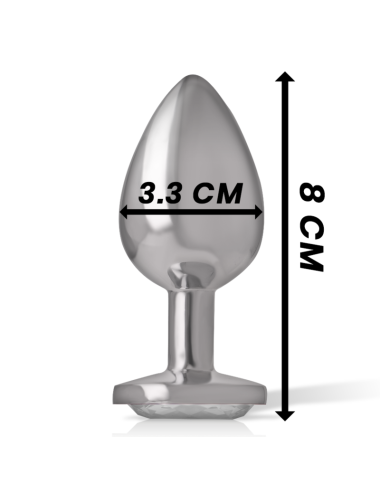 INTENSE - PLUG ANALE IN METALLO ALLUMINIO CON VETRO ARGENTO TAGLIA M