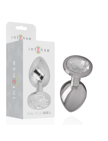 INTENSE - PLUG ANALE IN METALLO ALLUMINIO CON VETRO ARGENTO TAGLIA L