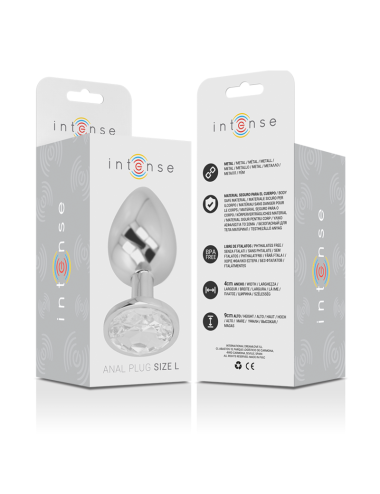 INTENSE - PLUG ANALE IN METALLO ALLUMINIO CON VETRO ARGENTO TAGLIA L