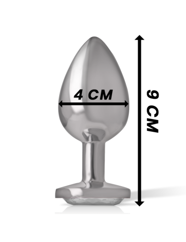 INTENSE - PLUG ANALE IN METALLO ALLUMINIO CON VETRO ARGENTO TAGLIA L