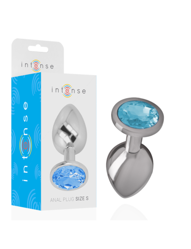 INTENSE - PLUG ANALE IN METALLO ALLUMINIO CON VETRO BLU TAGLIA S