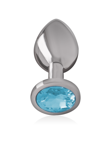 INTENSE - PLUG ANALE IN METALLO ALLUMINIO CON VETRO BLU TAGLIA S