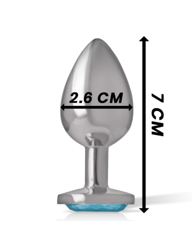 INTENSE - PLUG ANALE IN METALLO ALLUMINIO CON VETRO BLU TAGLIA S