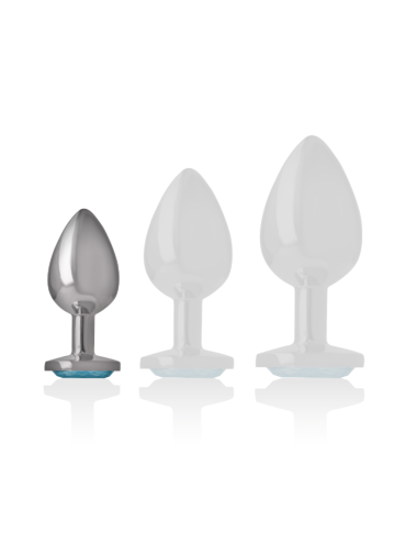 INTENSE - PLUG ANALE IN METALLO ALLUMINIO CON VETRO BLU TAGLIA S