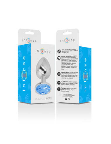 INTENSE - PLUG ANALE IN METALLO ALLUMINIO CON VETRO BLU TAGLIA S