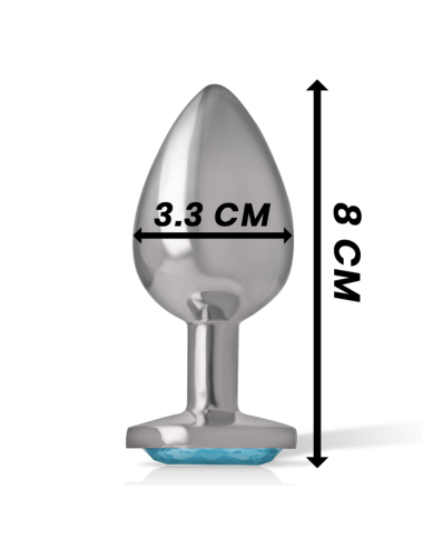 INTENSE - PLUG ANALE IN METALLO ALLUMINIO CON VETRO BLU TAGLIA M
