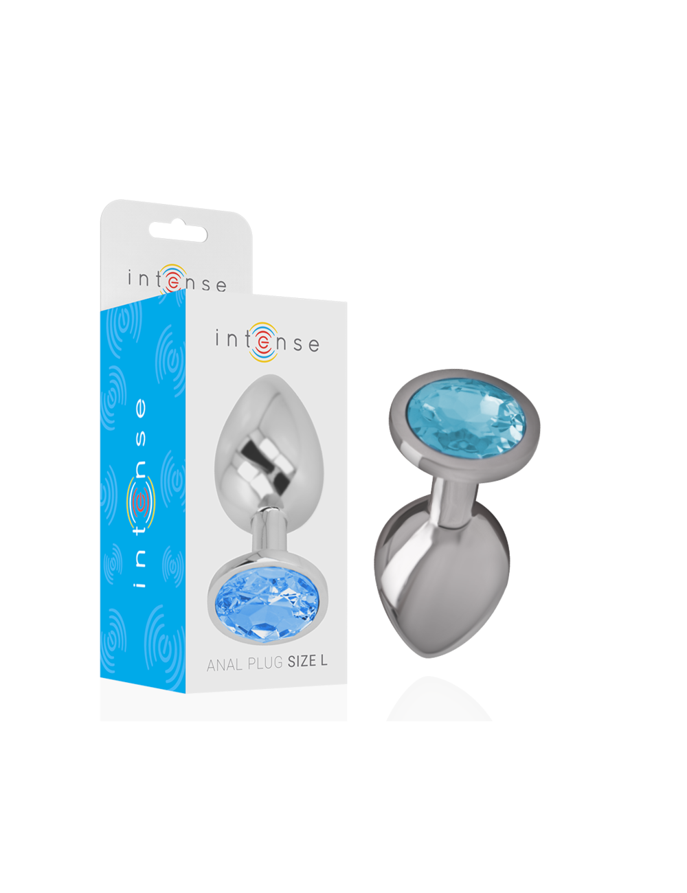 INTENSE - PLUG ANALE IN METALLO ALLUMINIO CON VETRO BLU TAGLIA L INTENSE - PLUG ANALE IN METALLO ALLUMINIO CON VETRO BLU TAGLIA L
