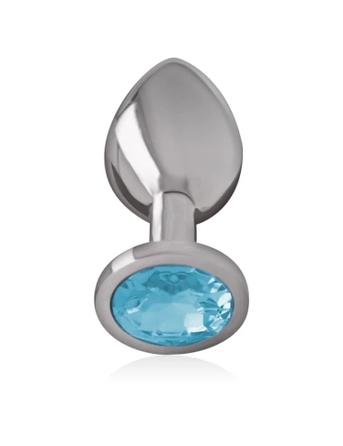INTENSE - PLUG ANALE IN METALLO ALLUMINIO CON VETRO BLU TAGLIA L