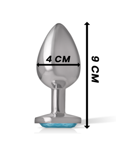 INTENSE - PLUG ANALE IN METALLO ALLUMINIO CON VETRO BLU TAGLIA L