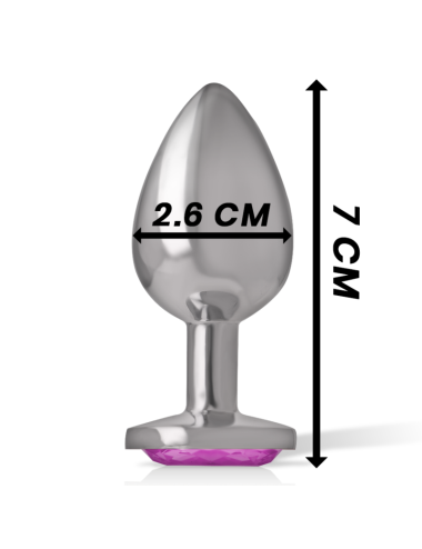 INTENSE - PLUG ANALE IN METALLO ALLUMINIO CON VETRO ROSA TAGLIA S